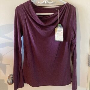 Toad and Company Long Sleeve, asymmetric cowl neck shirt, medium, purple